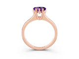 Rose gold Heart Cut Amethyst Solitaire Ring with Wide Band and Prong Setting_3