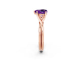Rose gold Heart Cut Amethyst Solitaire Twist Band Prong Setting Ring_38