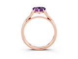 Rose gold Heart Cut Amethyst Solitaire Twist Band Prong Setting Ring_39