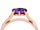 Rose gold Heart Cut Amethyst Solitaire Twist Band Prong Setting Ring_40