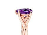 Rose gold Heart Cut Amethyst Solitaire Twist Band Prong Setting Ring_41