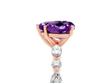 Rose gold Heart Cut Amethyst Solitaire with Side Stones on a Pavé Band and Four-Prong Setting_5