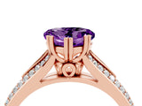 Rose gold Heart Cut Amethyst Split Shank Engagement Ring with Pavé Band_4