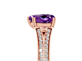 Rose gold Heart Cut Amethyst Split Shank Engagement Ring with Pavé Band_5
