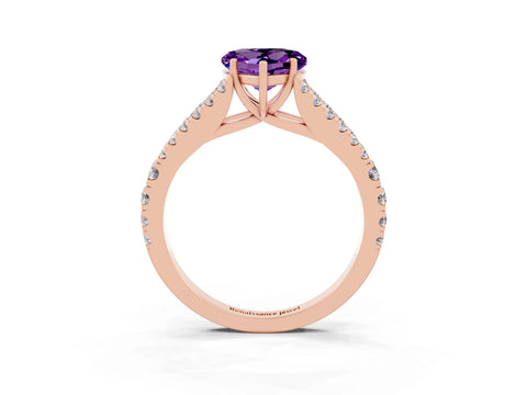 Rose gold Heart Cut Amethyst Split Shank Pavé Engagement Ring with Four-Prong Setting_15