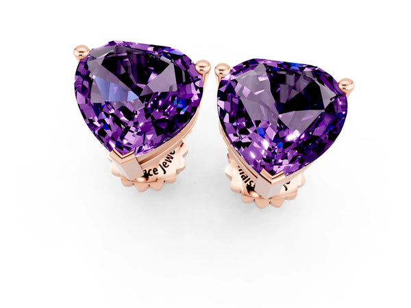 Rose gold Heart Cut Amethyst Stud Earrings
