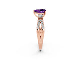 Rose gold Heart Cut Amethyst Three-Stone Ring with Pavé Split Shank and Four-Prong Setting_2
