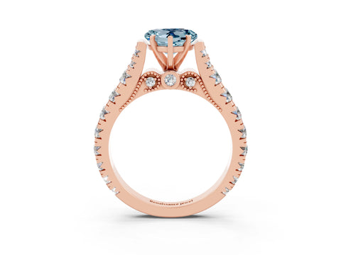 Rose gold Heart Cut Aquamarine Classic Solitaire Ring with Pavé Band and Four-Prong Setting_3