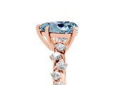 Rose gold Heart Cut Aquamarine Cluster Side Stone Solitaire Ring with Prong Setting_29