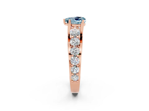 Rose gold Heart Cut Aquamarine Engagement Ring with Pavé Band and Four-Prong Setting_2