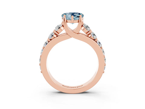 Rose gold Heart Cut Aquamarine Engagement Ring with Pavé Band and Four-Prong Setting_3