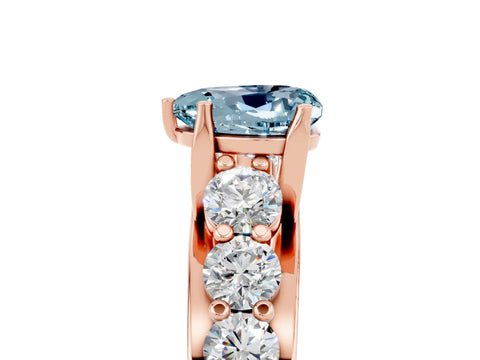 Rose gold Heart Cut Aquamarine Engagement Ring with Pavé Band and Four-Prong Setting_5