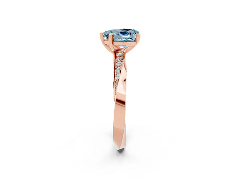 Rose gold Heart Cut Aquamarine Engagement Ring with Side Stone Accents and Four-Prong Setting_38