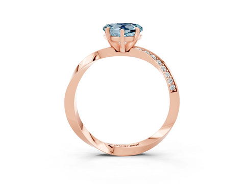 Rose gold Heart Cut Aquamarine Engagement Ring with Side Stone Accents and Four-Prong Setting_39