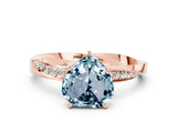 Rose gold Heart Cut Aquamarine Engagement Ring with Side Stone Accents and Four-Prong Setting_60
