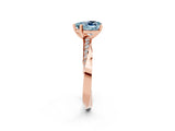 Rose gold Heart Cut Aquamarine Engagement Ring with Side Stone Accents and Four-Prong Setting_62