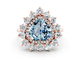 Rose gold Heart Cut Aquamarine Floral Double Halo Engagement Ring with Prong Setting_60