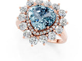 Rose gold Heart Cut Aquamarine Floral Double Halo Engagement Ring with Prong Setting_61