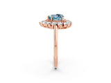 Rose gold Heart Cut Aquamarine Floral Double Halo Engagement Ring with Prong Setting_62