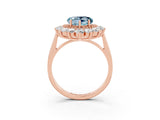 Rose gold Heart Cut Aquamarine Floral Double Halo Engagement Ring with Prong Setting_63