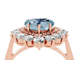 Rose gold Heart Cut Aquamarine Floral Double Halo Engagement Ring with Prong Setting_64