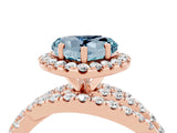 Rose gold Heart Cut Aquamarine Halo Ring with Round Split Shank and Prong Setting_52