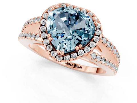 Rose gold Heart Cut Aquamarine Halo Split Shank Engagement Ring_13