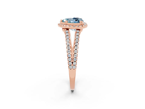 Rose gold Heart Cut Aquamarine Halo Split Shank Engagement Ring_14