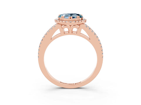Rose gold Heart Cut Aquamarine Halo Split Shank Engagement Ring_15