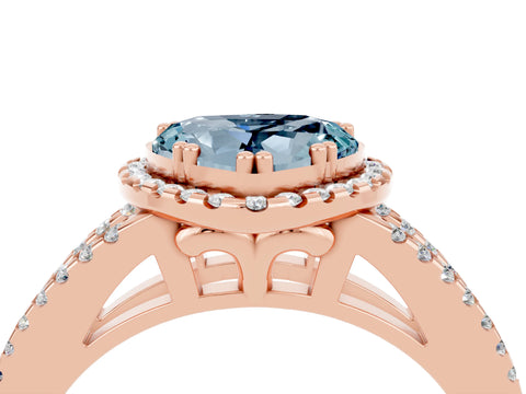 Rose gold Heart Cut Aquamarine Halo Split Shank Engagement Ring_16