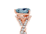 Rose gold Heart Cut Aquamarine Halo Twist Band Solitaire Prong Setting Ring_5