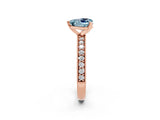 Rose gold Heart Cut Aquamarine Milgrain Pavé Engagement Ring with Four-Prong Setting_14