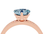 Rose gold Heart Cut Aquamarine Milgrain Pavé Engagement Ring with Four-Prong Setting_16