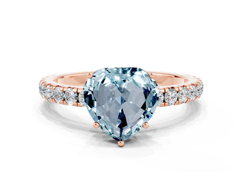 Rose gold Heart Cut Aquamarine Pavé Solitaire Engagement Ring with Four-Prong Setting_12