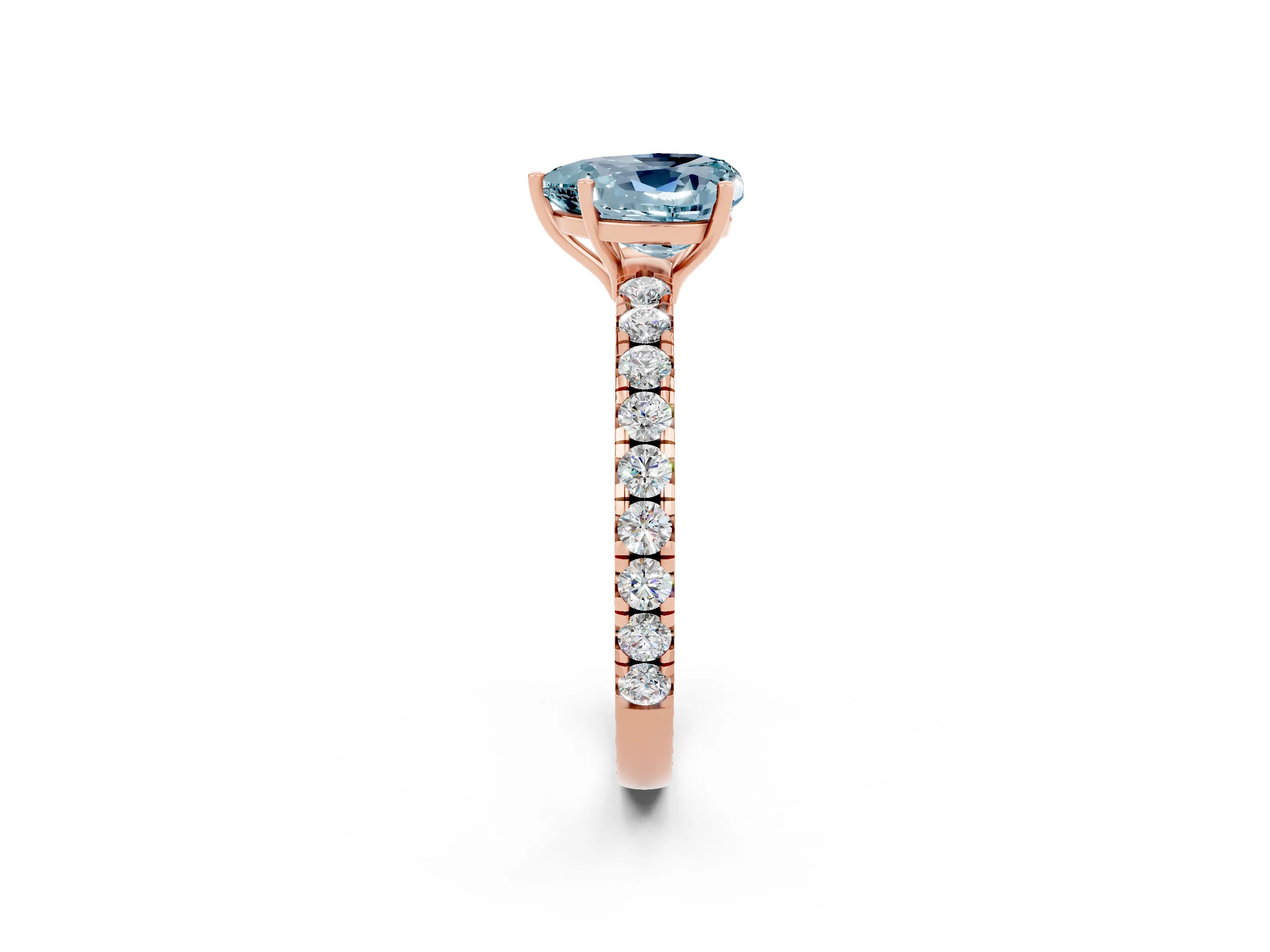 Rose gold Heart Cut Aquamarine Pavé Solitaire Engagement Ring with Four-Prong Setting_14