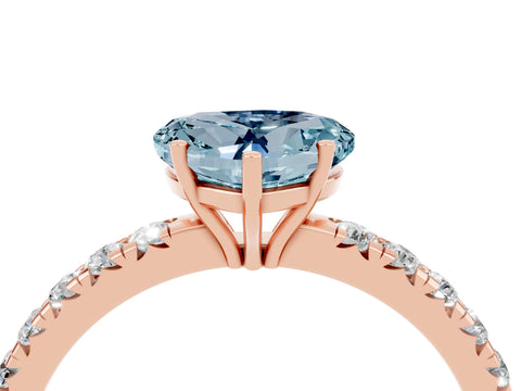 Rose gold Heart Cut Aquamarine Pavé Solitaire Engagement Ring with Four-Prong Setting_16