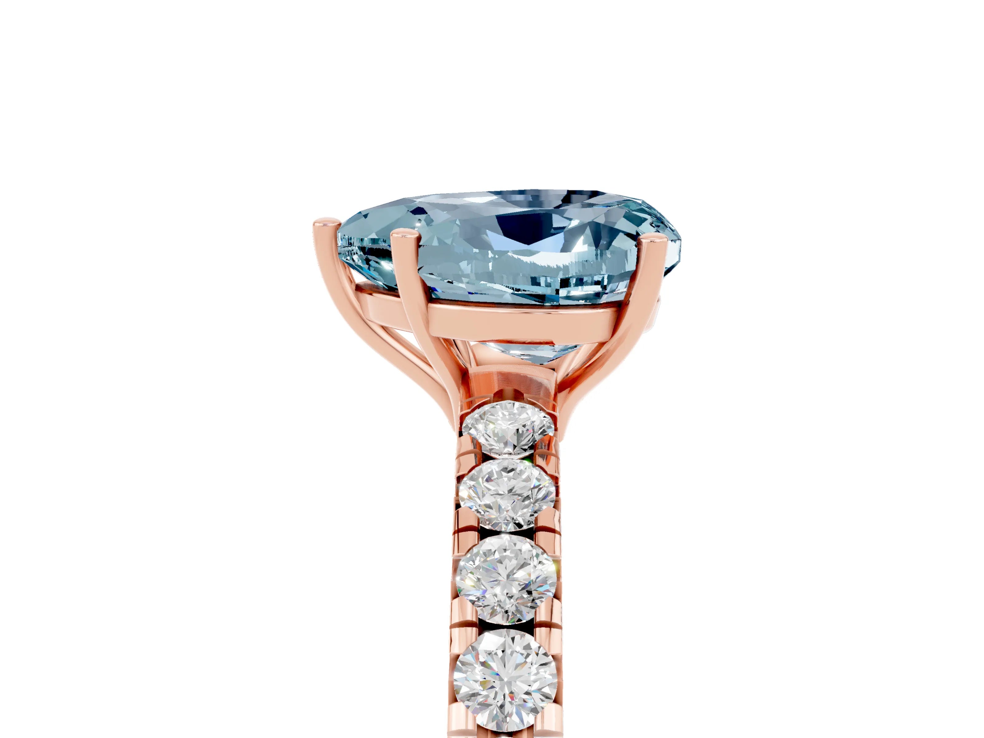 Rose gold Heart Cut Aquamarine Pavé Solitaire Engagement Ring with Four-Prong Setting_17