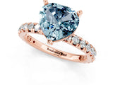 Rose gold Heart Cut Aquamarine Pavé Solitaire Ring with Round Band and Prong Setting_25