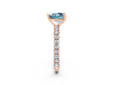 Rose gold Heart Cut Aquamarine Pavé Solitaire Ring with Round Band and Prong Setting_26