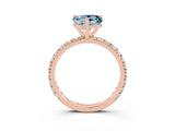 Rose gold Heart Cut Aquamarine Pavé Solitaire Ring with Round Band and Prong Setting_27