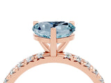 Rose gold Heart Cut Aquamarine Pavé Solitaire Ring with Round Band and Prong Setting_28