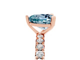 Rose gold Heart Cut Aquamarine Pavé Solitaire Ring with Round Band and Prong Setting_29