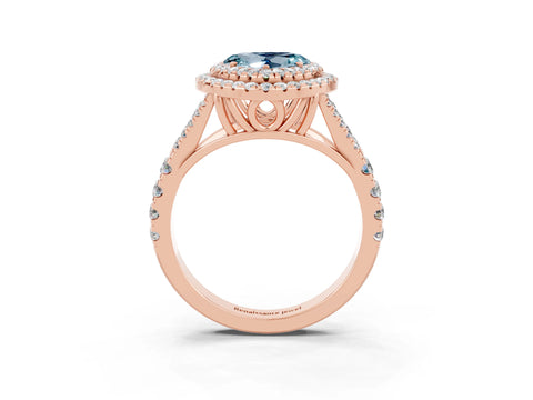 Rose gold Heart Cut Aquamarine Pavé Split Shank Double Halo Engagement Ring_3