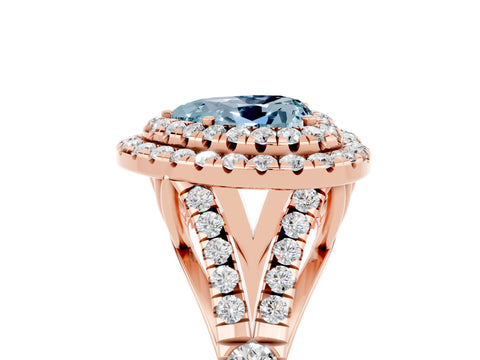 Rose gold Heart Cut Aquamarine Pavé Split Shank Double Halo Engagement Ring_5