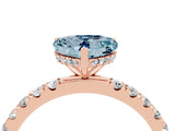 Rose gold Heart Cut Aquamarine Pave Band Solitaire Ring with Four-Prong Setting_28