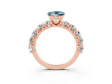 Rose gold Heart Cut Aquamarine Prong Setting with Side Stones on a Pave Band_3