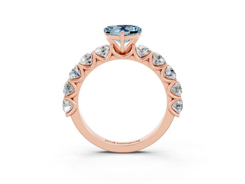 Rose gold Heart Cut Aquamarine Prong Setting with Side Stones on a Pave Band_3