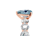 Rose gold Heart Cut Aquamarine Prong Setting with Side Stones on a Pave Band_5