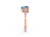 Rose gold Heart Cut Aquamarine Ring with Side Stones and Four-Prong Setting_38