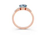 Rose gold Heart Cut Aquamarine Ring with Side Stones and Four-Prong Setting_39